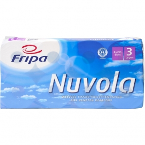 Toilettenpapier Fripa Nuvola 3-lagig RECYCLING hochwei mit Blauem Engel 10x12cm 6x8 Rollen  250 Bl.